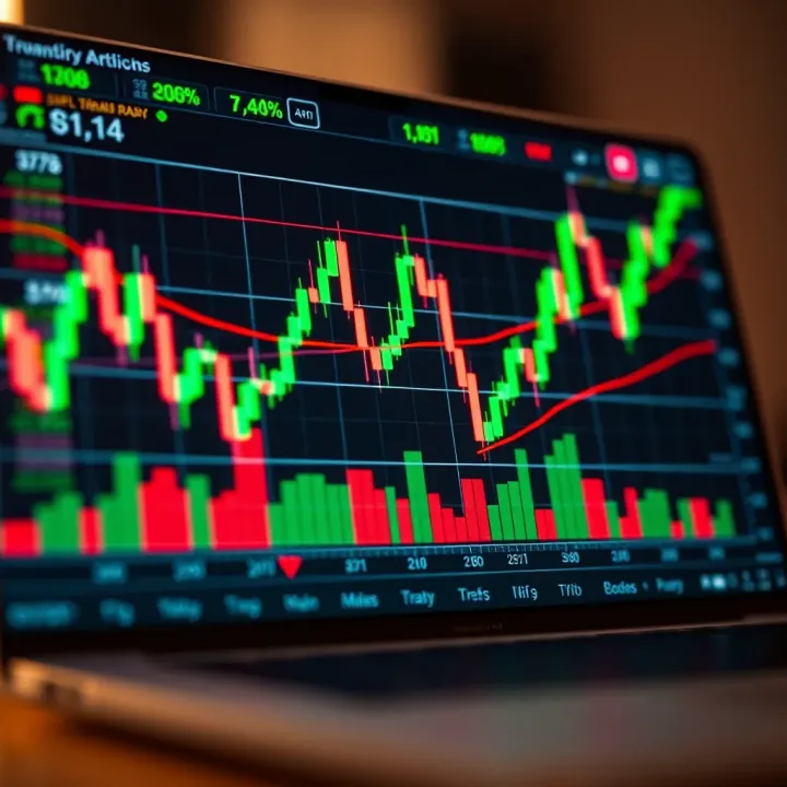 Chart displaying trend lines and signals used in binary options trading