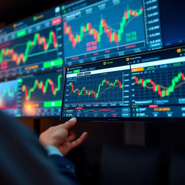 Screenshot of a trading platform displaying various financial charts and indicators for strategy practice
