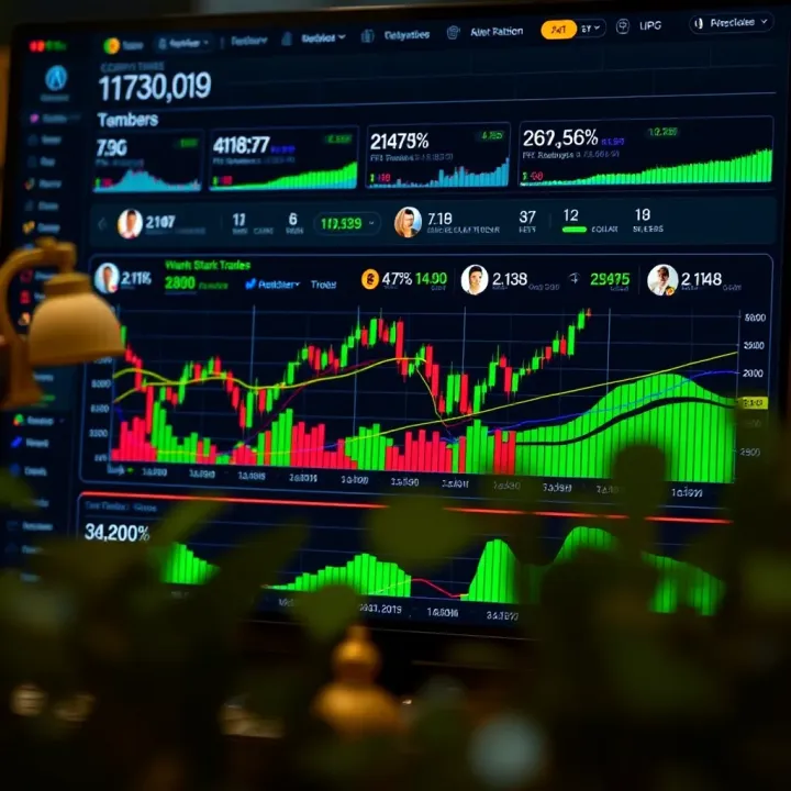 Cryptocurrency Copy Trading Platform Overview Visual representation of cryptocurrency copy trading interface with charts and trader profiles