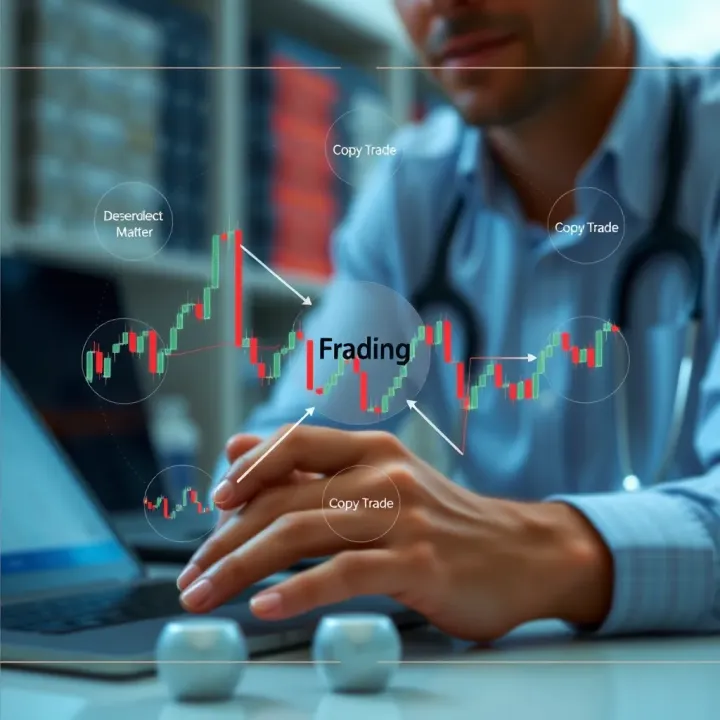 Diagram illustrating the concept of copy trading in forex with multiple trading charts connected