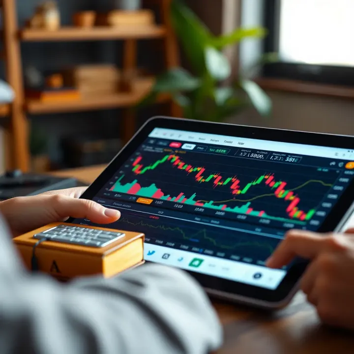 Binary options trading concepts and strategy planning on a digital tablet