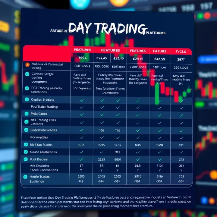 Comparison chart illustrating features and costs of various day trading platforms