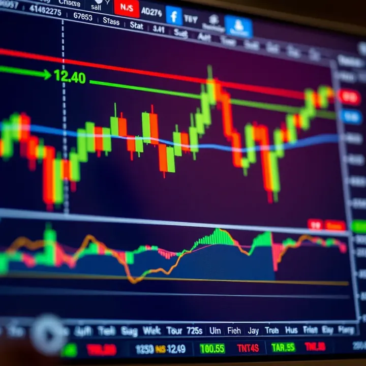 Chart displaying currency price movements with technical indicators on a trading platform