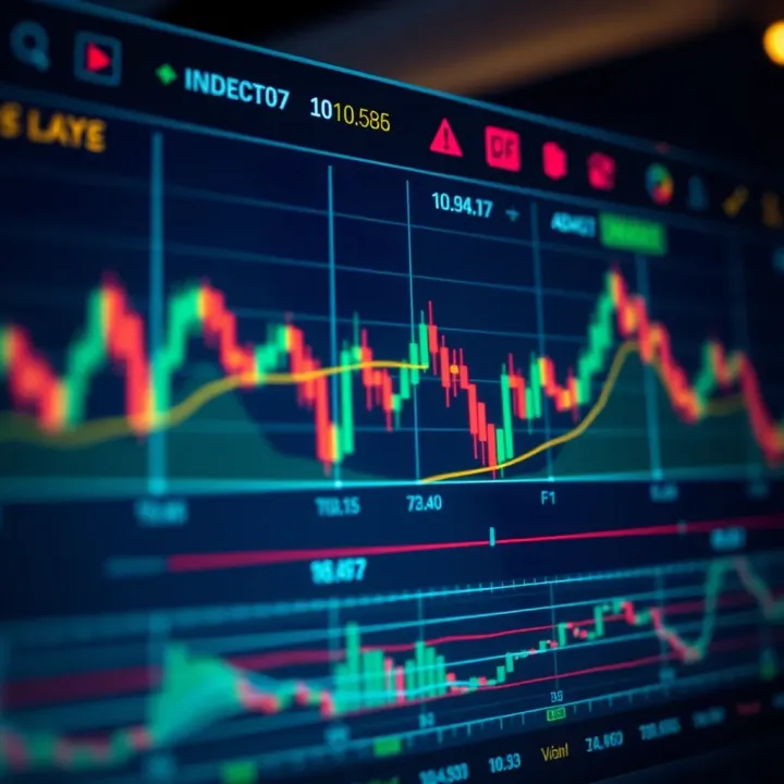 Graph showing daily index price fluctuations with technical indicators