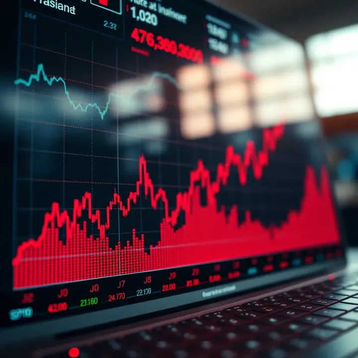 Graph depicting fluctuating stock market prices during a single trading day