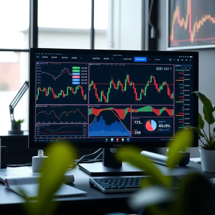 Essential Tools and Charts for Day Trading Collection of financial charts and trading tools on a computer screen