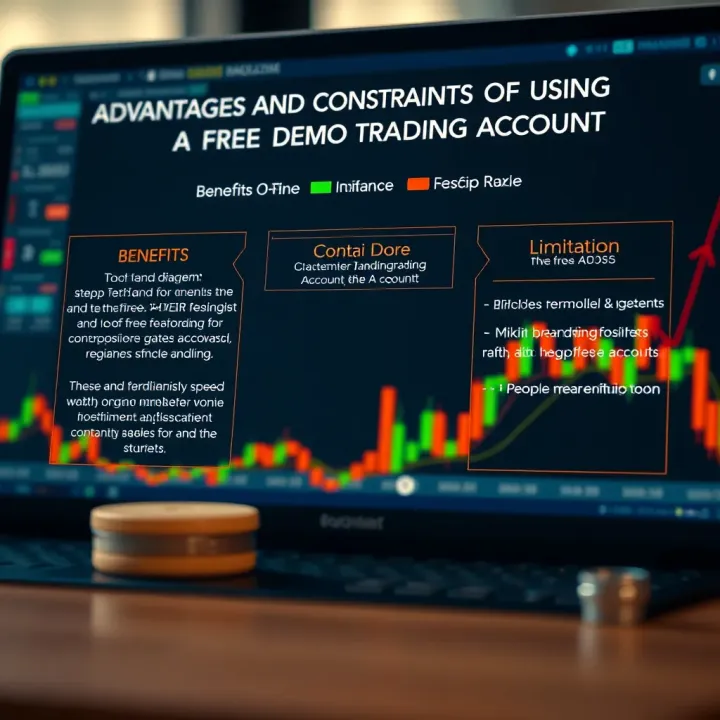Diagram illustrating benefits and limitations of a free demo trading account