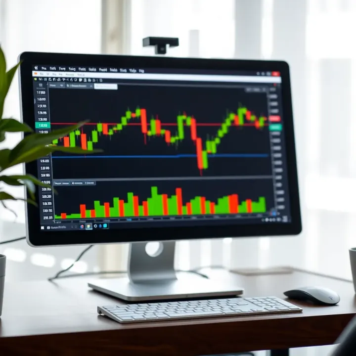 Computer screen displaying a trading platform with graphs and charts for practice