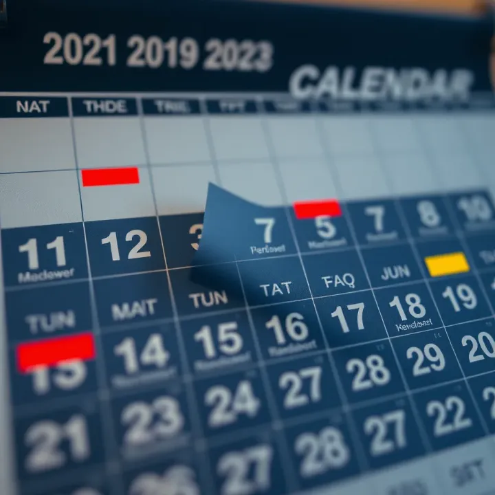 Financial calendar with important economic event dates marked