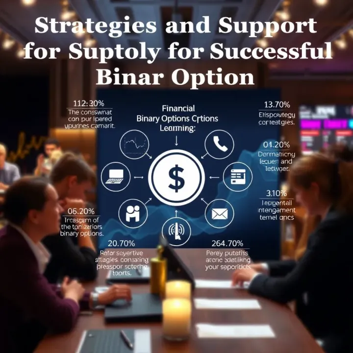 Graphic depicting strategies and support elements crucial for effective binary options learning