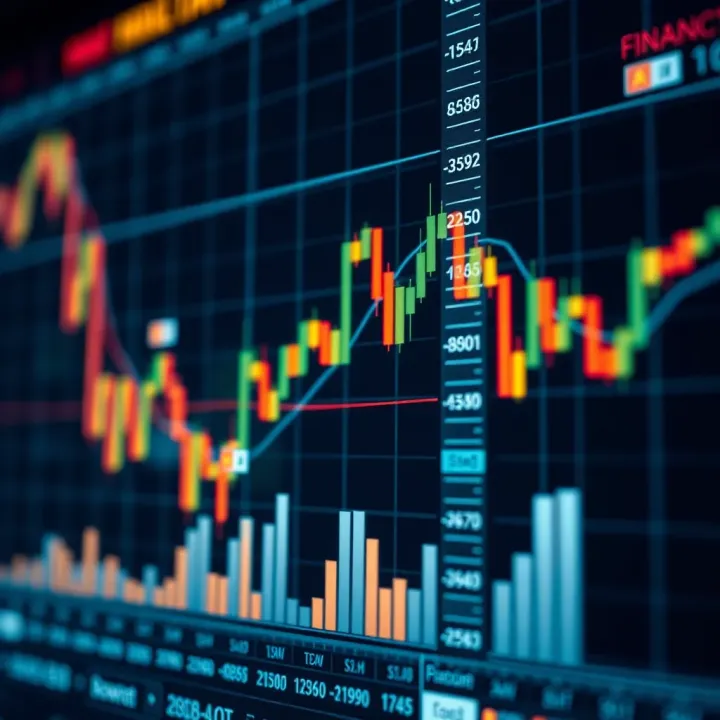 Graph showing financial market trends with indicators and data points