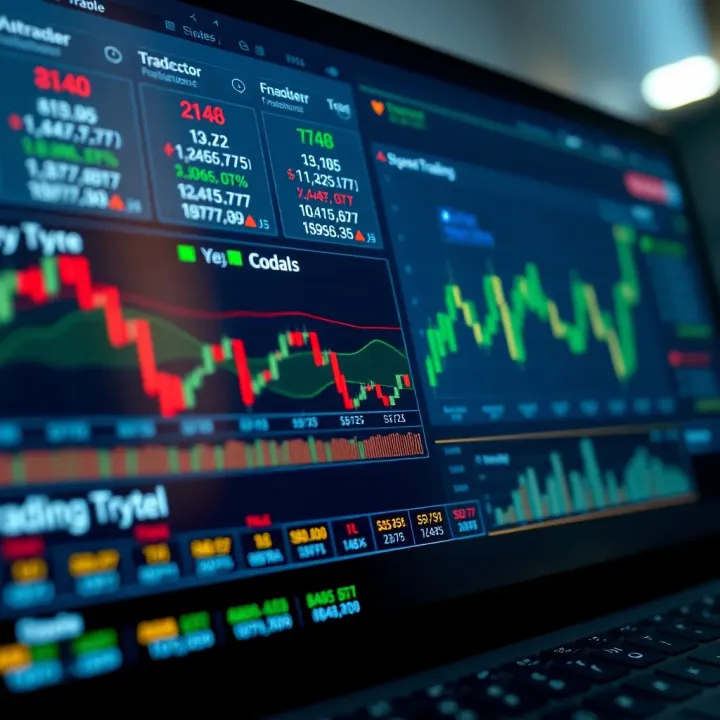 Financial Simulation Tool Dashboard Featuring Trading Indicators Dashboard of a financial simulation tool highlighting key indicators and trading options