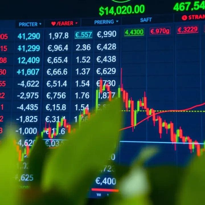 Chart displaying currency pairs with fluctuating exchange rates and market trends