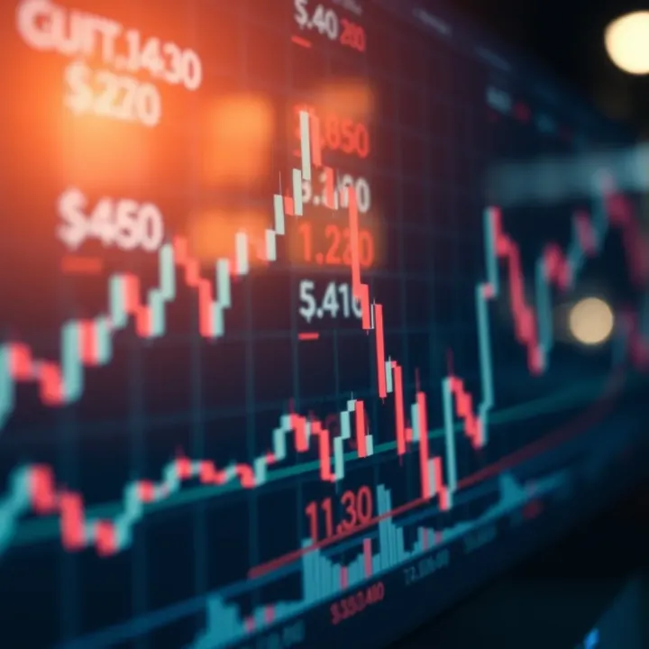 Graph showing currency exchange rate fluctuations on a financial chart