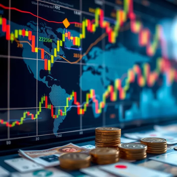 Illustration of global currencies and financial charts symbolizing the Forex market dynamics