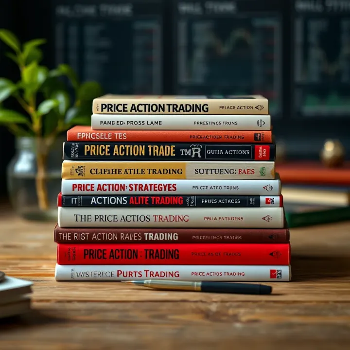Essential Books for Mastering Price Action Trading Stack of recommended books on price action trading strategies