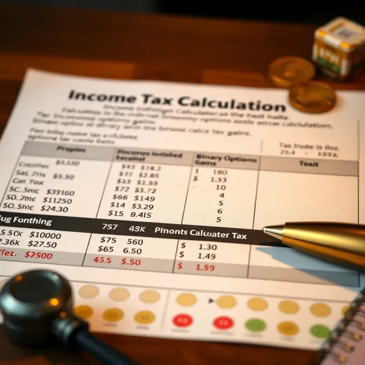 Income Tax Calculation for Binary Options Gains Chart illustrating calculation methods for income tax on binary options gains