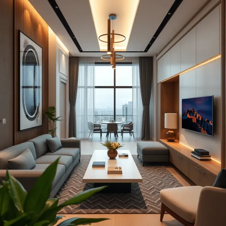 Integration of Technology in Contemporary Interior Design Modern interior design elements showcasing technology integration and contemporary furniture