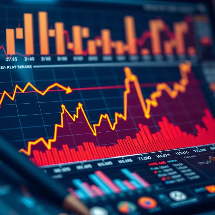 Graph showing market trends and data points for business analysis