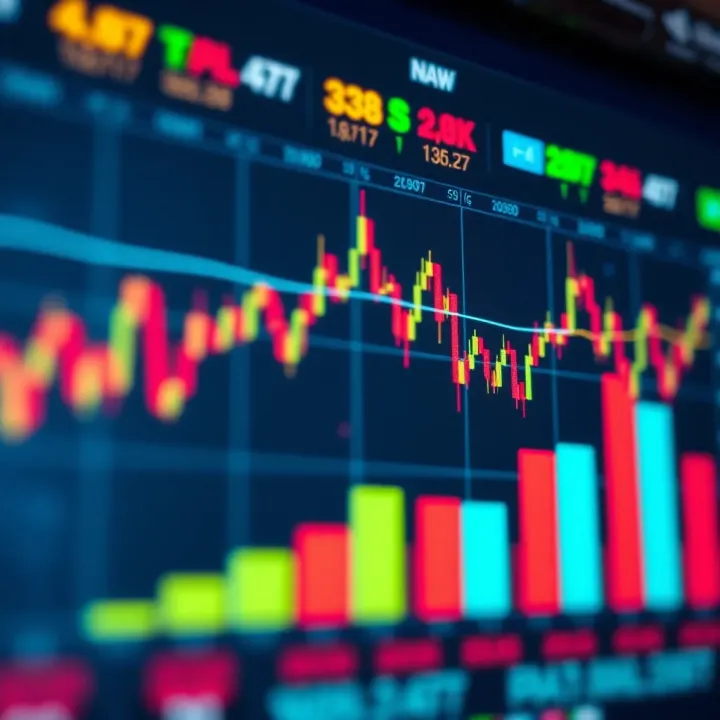 Market Analysis Visualization Using PNG Graphics Graphical representation showing market trends using colorful data points and charts