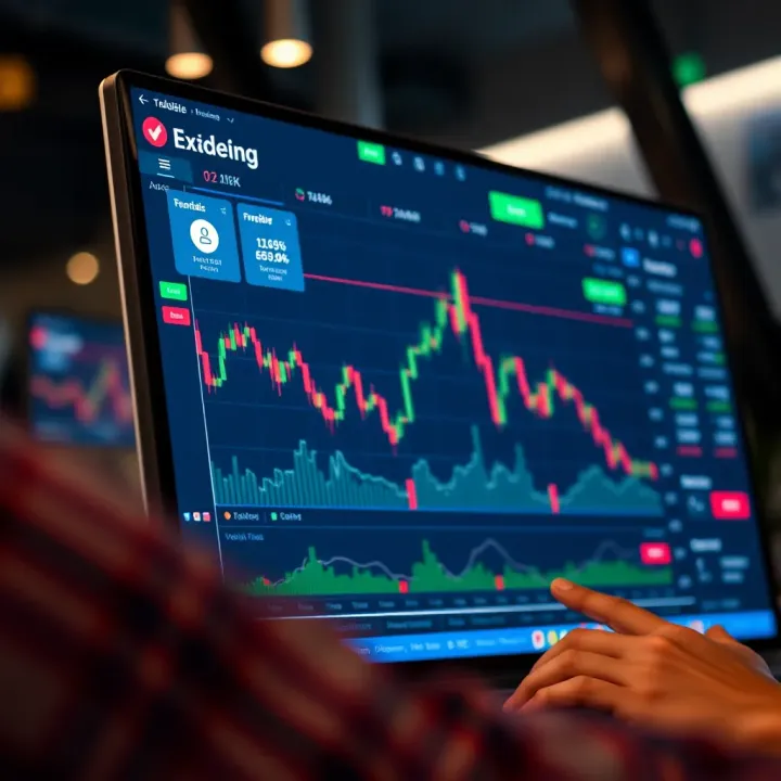 User interface of a financial trading platform displaying virtual funds and market charts