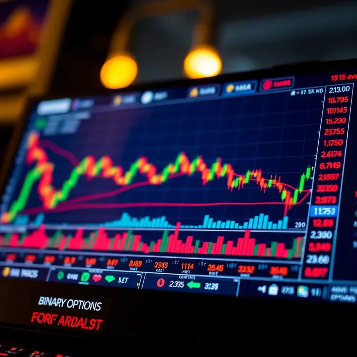 Chart showing binary options trading trends and financial analysis