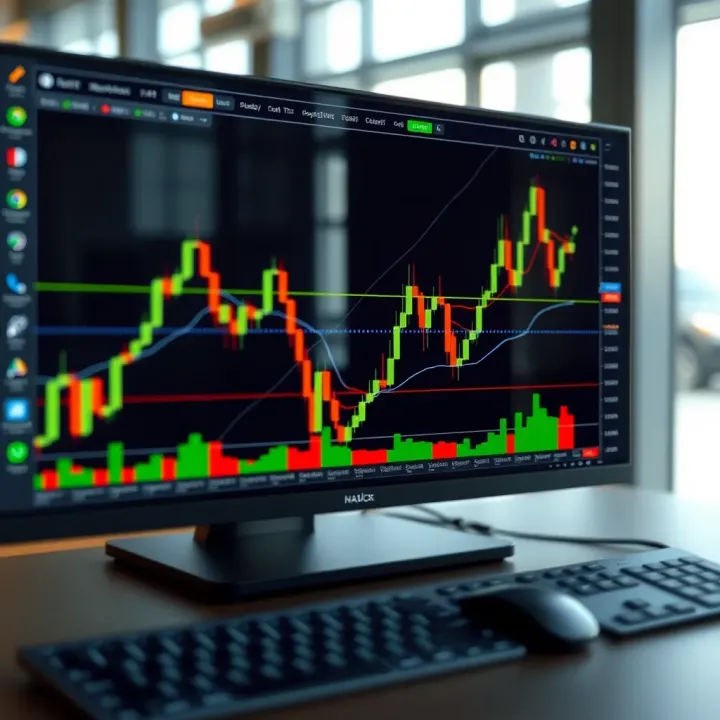 Detailed candlestick chart showcasing common price action patterns on financial trading platform
