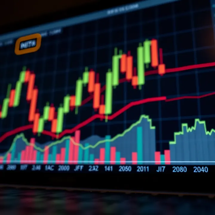 Chart showing price action candlestick patterns on a financial market graph