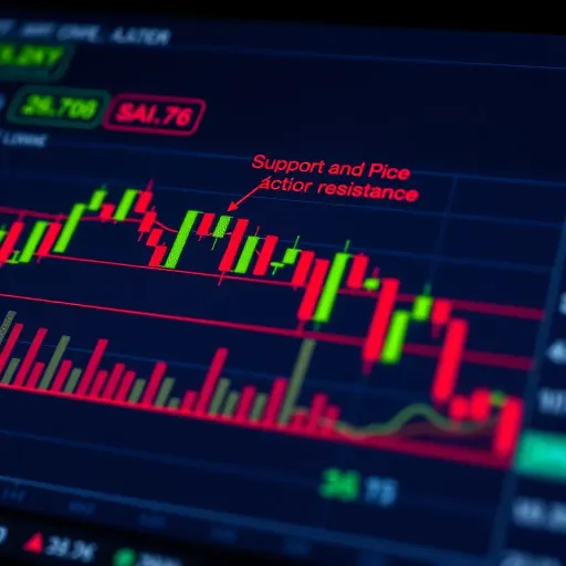 Support and Resistance in Price Action Trading Financial chart with highlighted key support and resistance levels for trading decisions