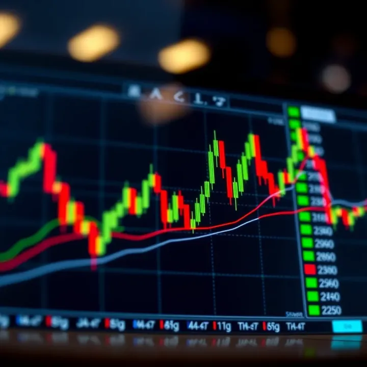 Candlestick chart showing price movements in financial trading