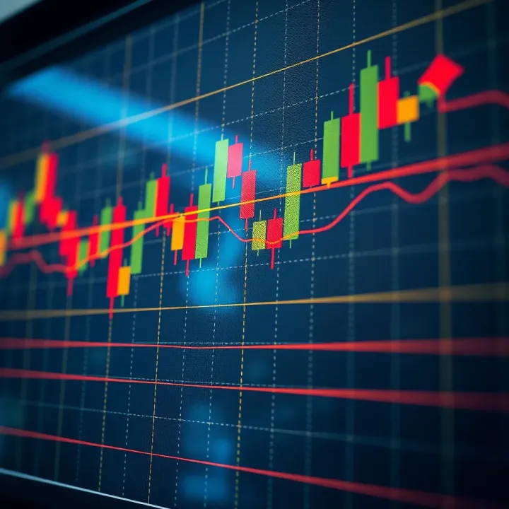 Visual representation of key support and resistance levels on a trading chart highlighting price behavior