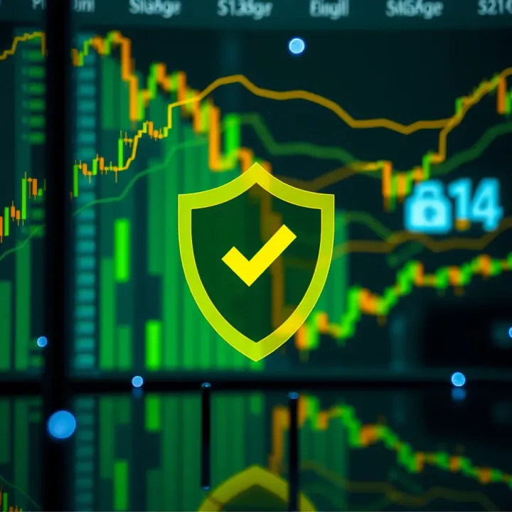 Conceptual illustration of secure and regulated financial services with shield and checkmark icons