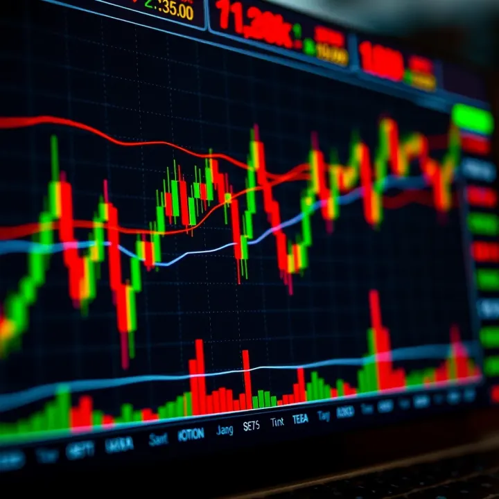 Technical Indicators in Rapid Binary Options Trading Chart displaying rapid binary options trading patterns with key technical indicators overlay