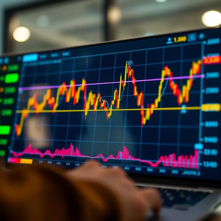 Graph showing upward and downward trends in binary options trading