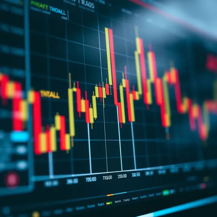 Visual Representation of Binary Options Day Trading Trends Graph depicting the dynamics of binary options day trading with candlestick charts and market trends