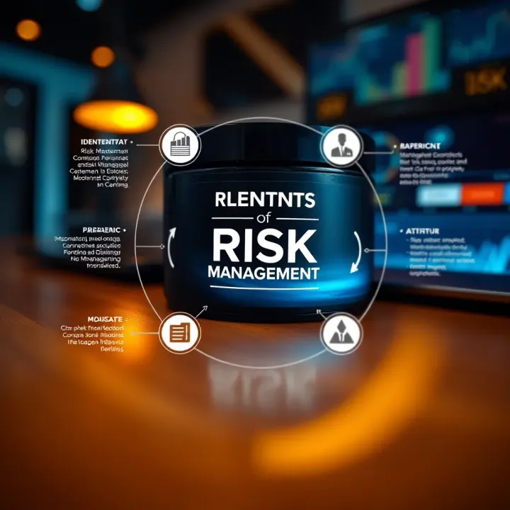 Illustration of key risk management components including identification, assessment, and mitigation strategies