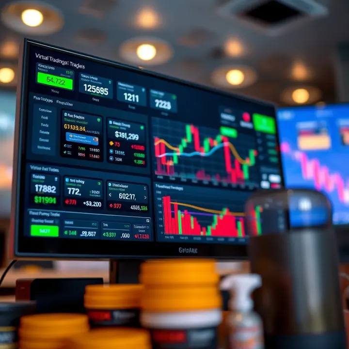 Virtual Trading Platform Interface for Risk-Free Practice User interface of a trading platform showing virtual currency balances and options to execute trades without real money